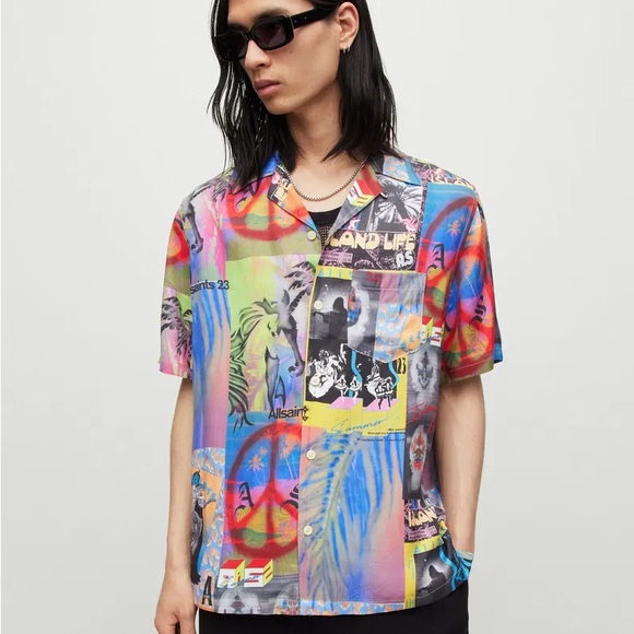 AllSaints Karnival Bold Rave Print Shirt